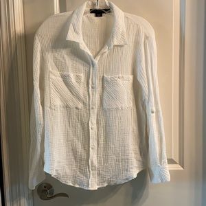 White linen button down shirt